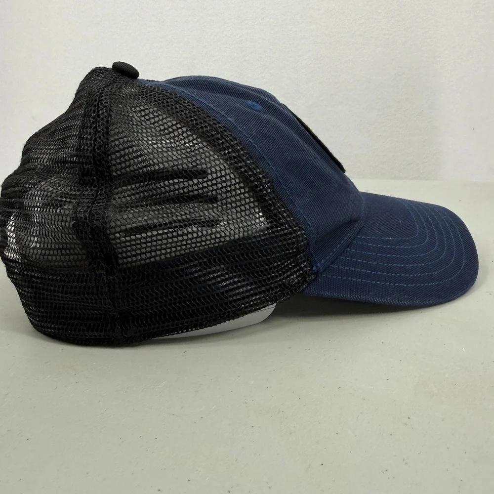 The North Face Trucker Hat Men One Size Navy Blue Mesh Snapback Expedition Patch